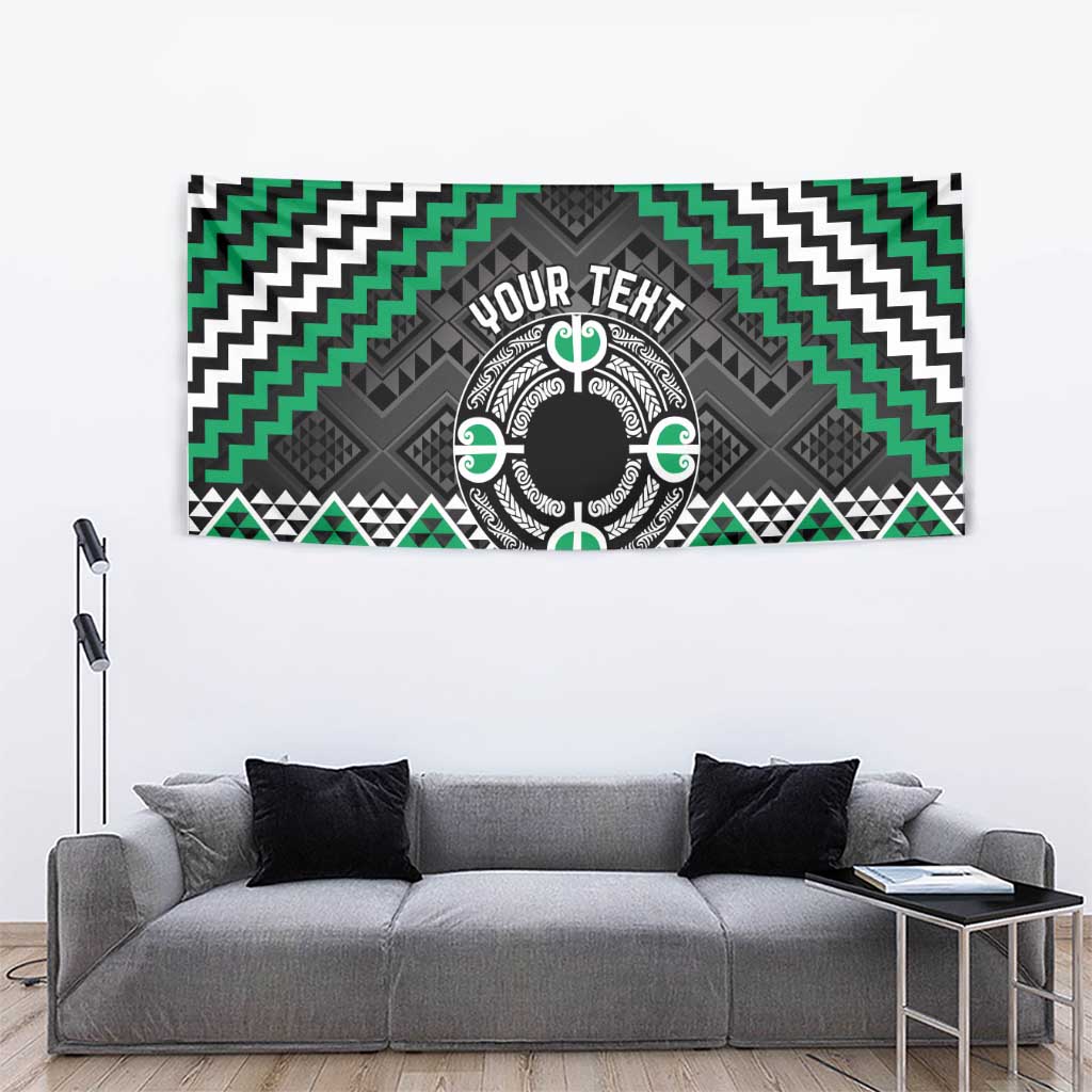 Personalised Aotearoa Niho Taniwha Motif Tapestry Green Style