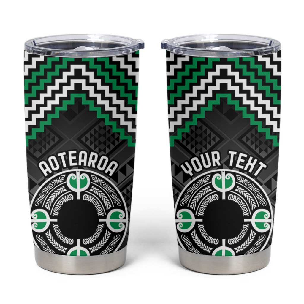 Personalised Aotearoa Niho Taniwha Motif Tumbler Cup Green Style