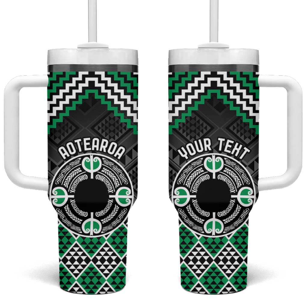 Personalised Aotearoa Niho Taniwha Motif Tumbler With Handle Green Style