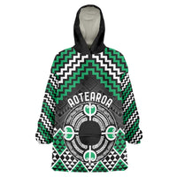 Personalised Aotearoa Niho Taniwha Motif Wearable Blanket Hoodie Green Style