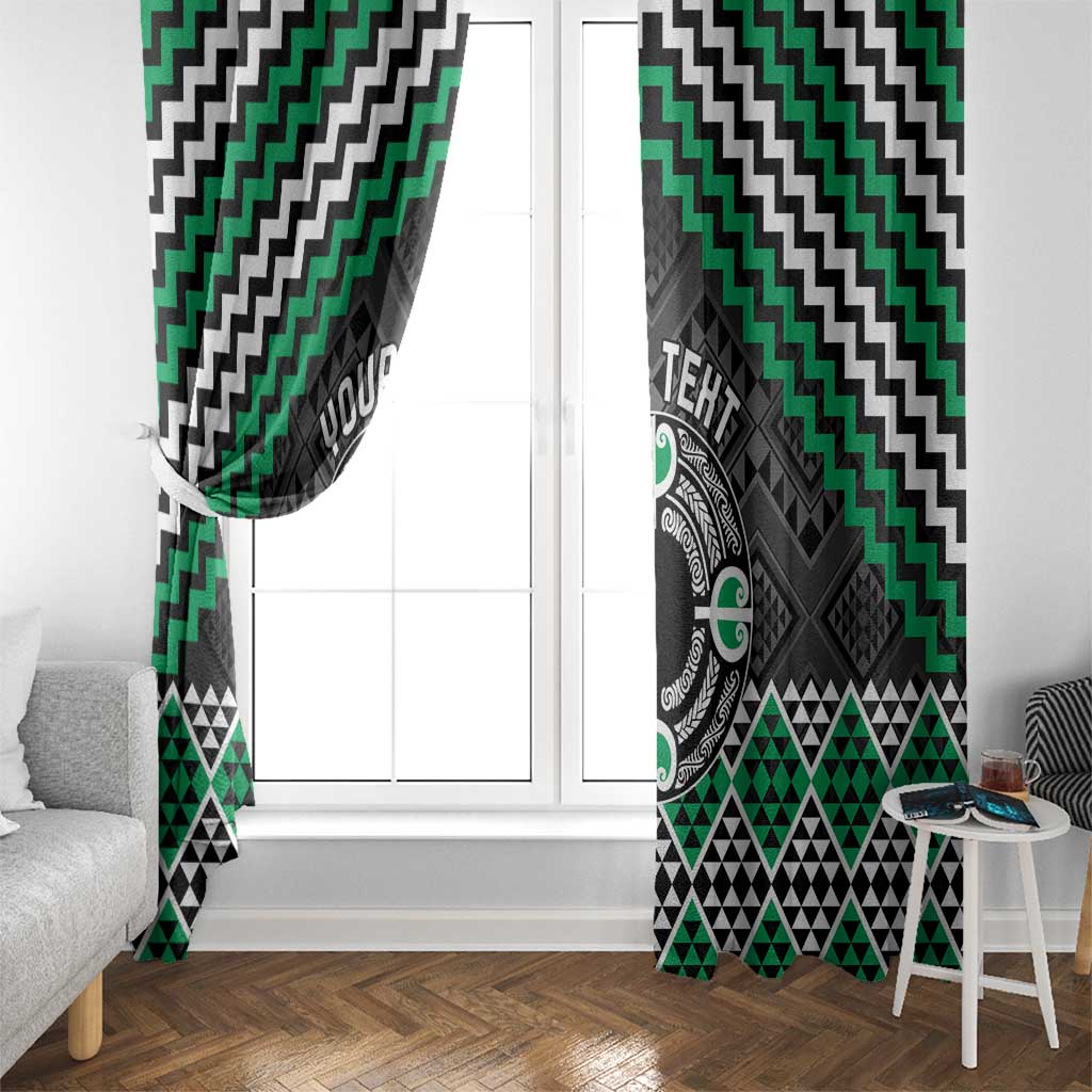 Personalised Aotearoa Niho Taniwha Motif Window Curtain Green Style