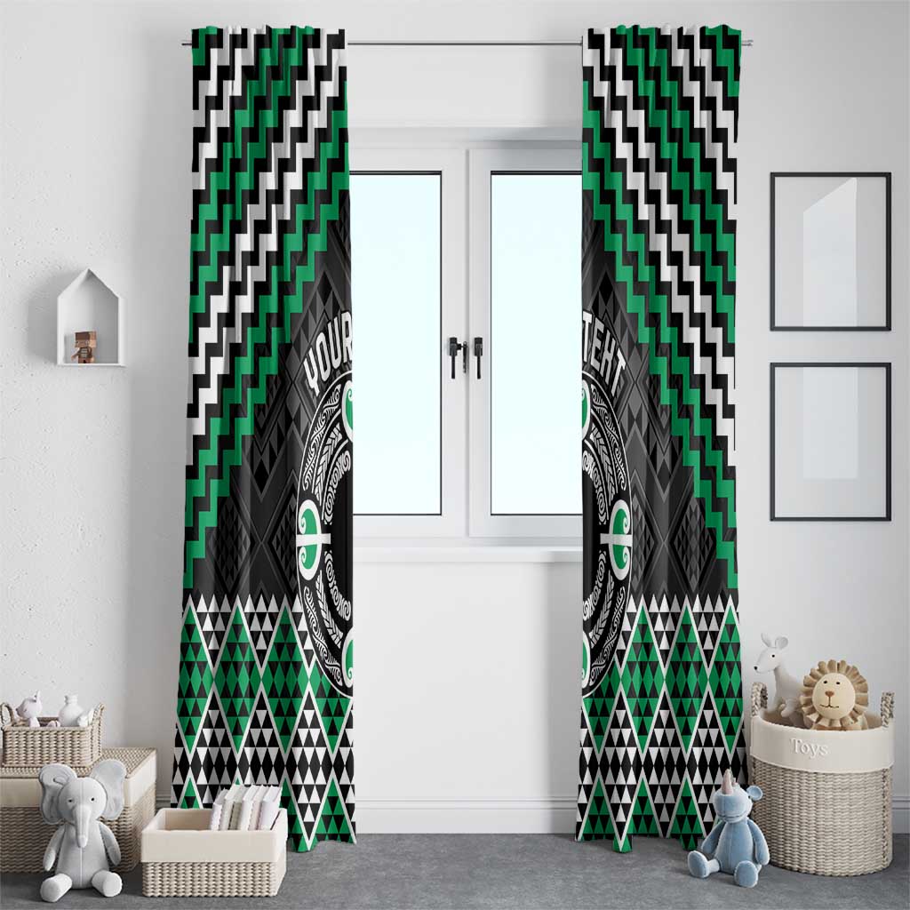 Personalised Aotearoa Niho Taniwha Motif Window Curtain Green Style