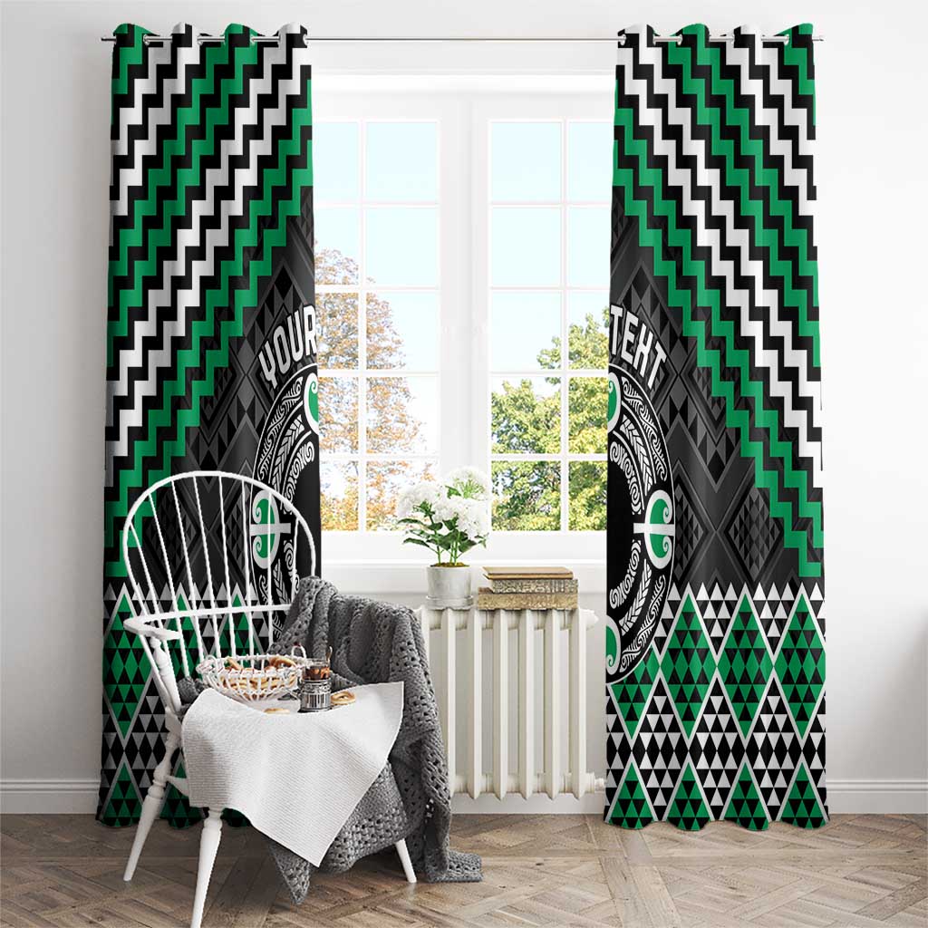 Personalised Aotearoa Niho Taniwha Motif Window Curtain Green Style