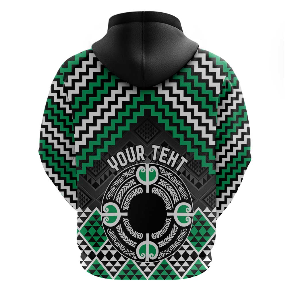 Personalised Aotearoa Niho Taniwha Motif Zip Hoodie Green Style