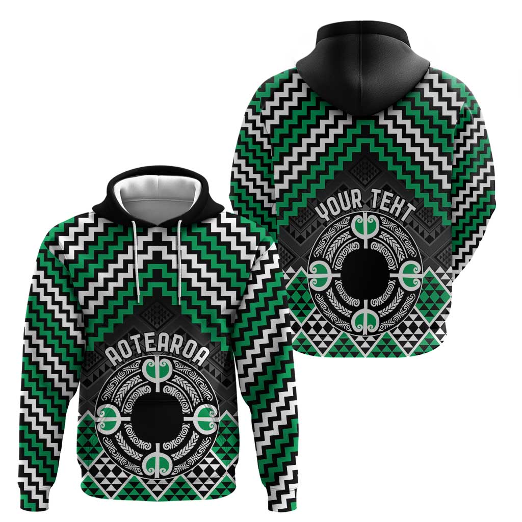 Personalised Aotearoa Niho Taniwha Motif Zip Hoodie Green Style