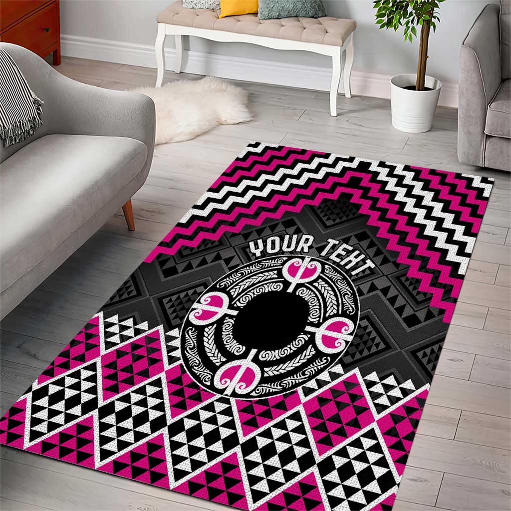 Personalised Aotearoa Niho Taniwha Motif Area Rug Pink Style