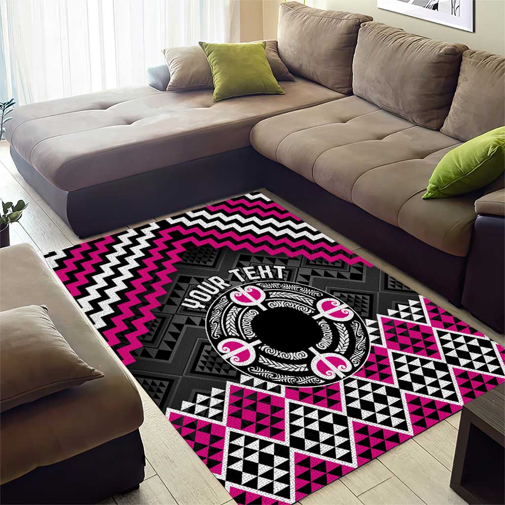 Personalised Aotearoa Niho Taniwha Motif Area Rug Pink Style