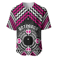 Personalised Aotearoa Niho Taniwha Motif Baseball Jersey Pink Style LT9 Pink - Polynesian Pride