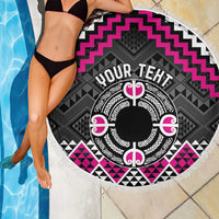 Personalised Aotearoa Niho Taniwha Motif Beach Blanket Pink Style