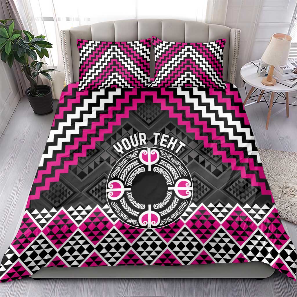 Personalised Aotearoa Niho Taniwha Motif Bedding Set Pink Style