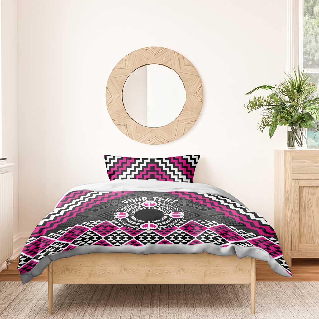 Personalised Aotearoa Niho Taniwha Motif Bedding Set Pink Style