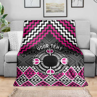 Personalised Aotearoa Niho Taniwha Motif Blanket Pink Style