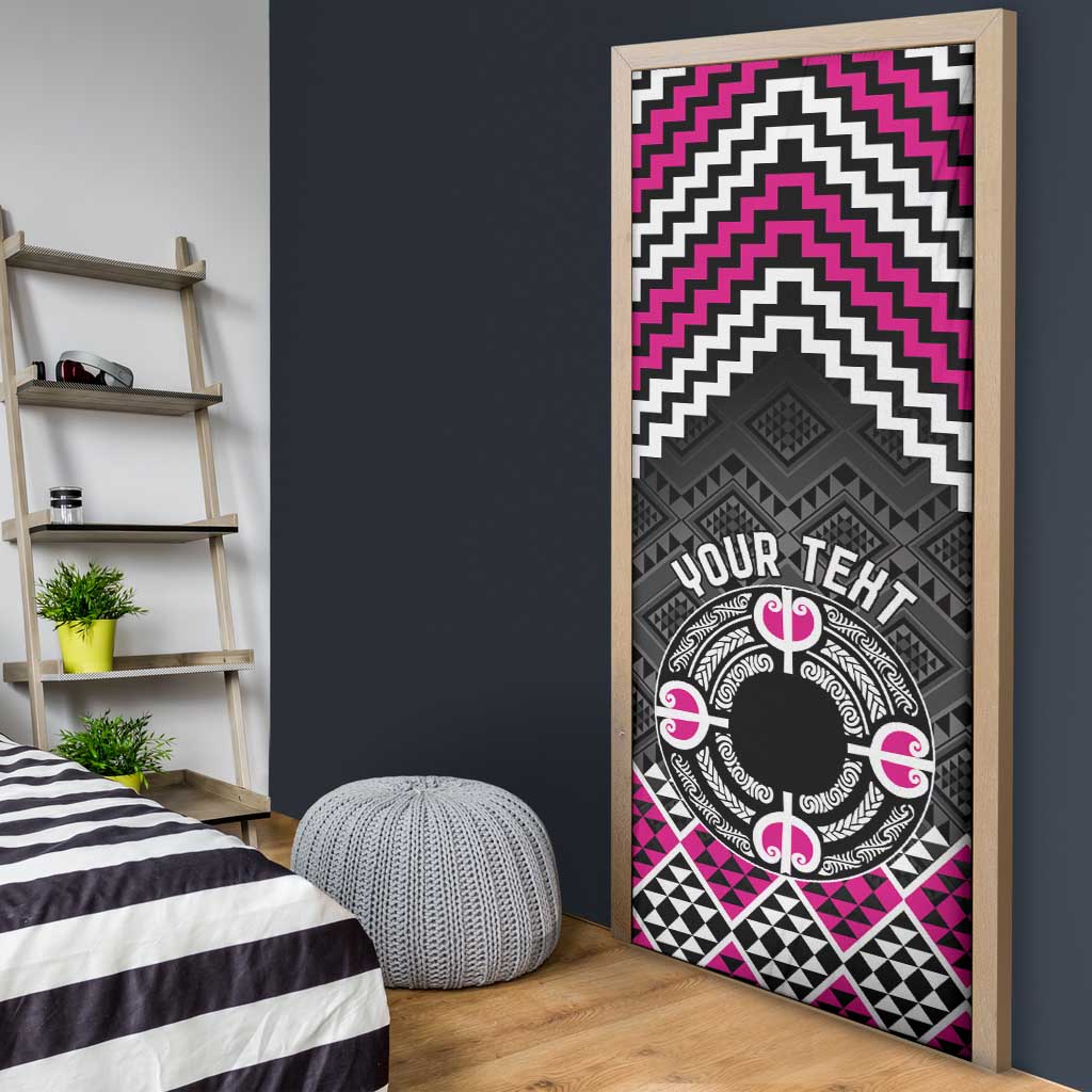 Personalised Aotearoa Niho Taniwha Motif Door Cover Pink Style - Polynesian Pride