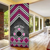 Personalised Aotearoa Niho Taniwha Motif Door Cover Pink Style - Polynesian Pride