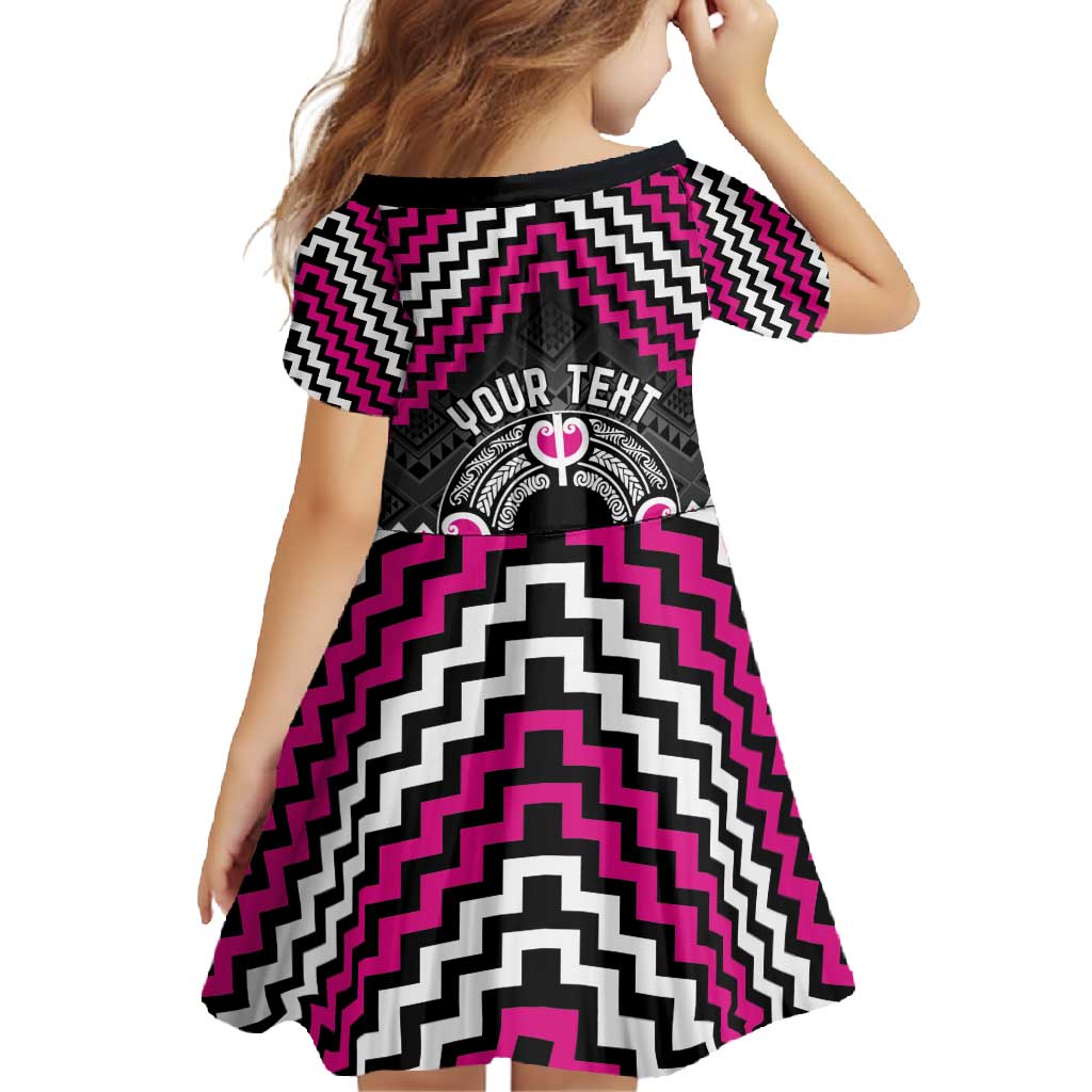 Personalised Aotearoa Niho Taniwha Motif Family Matching Summer Maxi Dress and Hawaiian Shirt Pink Style LT9 - Polynesian Pride