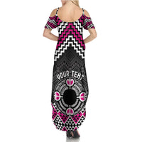 Personalised Aotearoa Niho Taniwha Motif Family Matching Summer Maxi Dress and Hawaiian Shirt Pink Style LT9 - Polynesian Pride