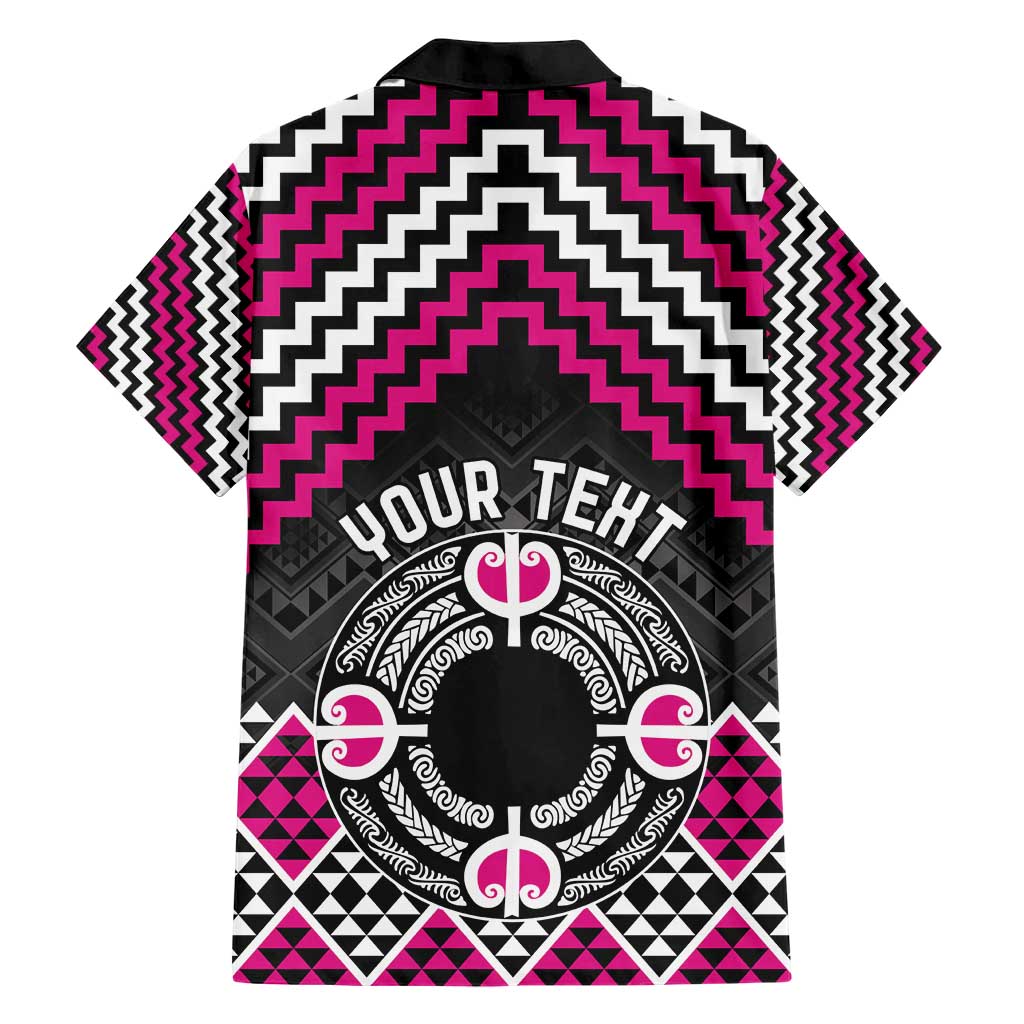 Personalised Aotearoa Niho Taniwha Motif Hawaiian Shirt Pink Style