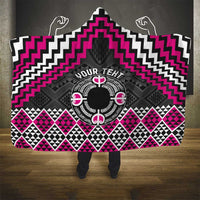 Personalised Aotearoa Niho Taniwha Motif Hooded Blanket Pink Style