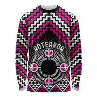 Personalised Aotearoa Niho Taniwha Motif Long Sleeve Shirt Pink Style
