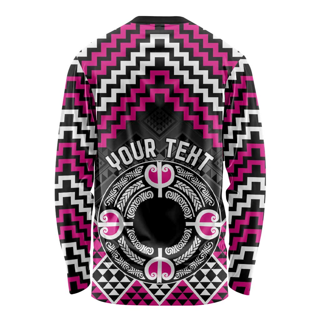 Personalised Aotearoa Niho Taniwha Motif Long Sleeve Shirt Pink Style