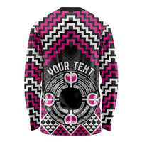 Personalised Aotearoa Niho Taniwha Motif Long Sleeve Shirt Pink Style