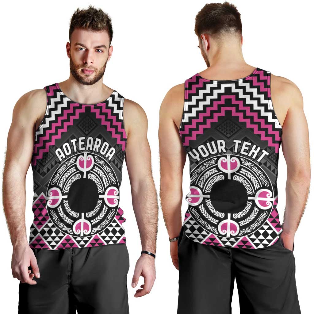 Personalised Aotearoa Niho Taniwha Motif Men Tank Top Pink Style