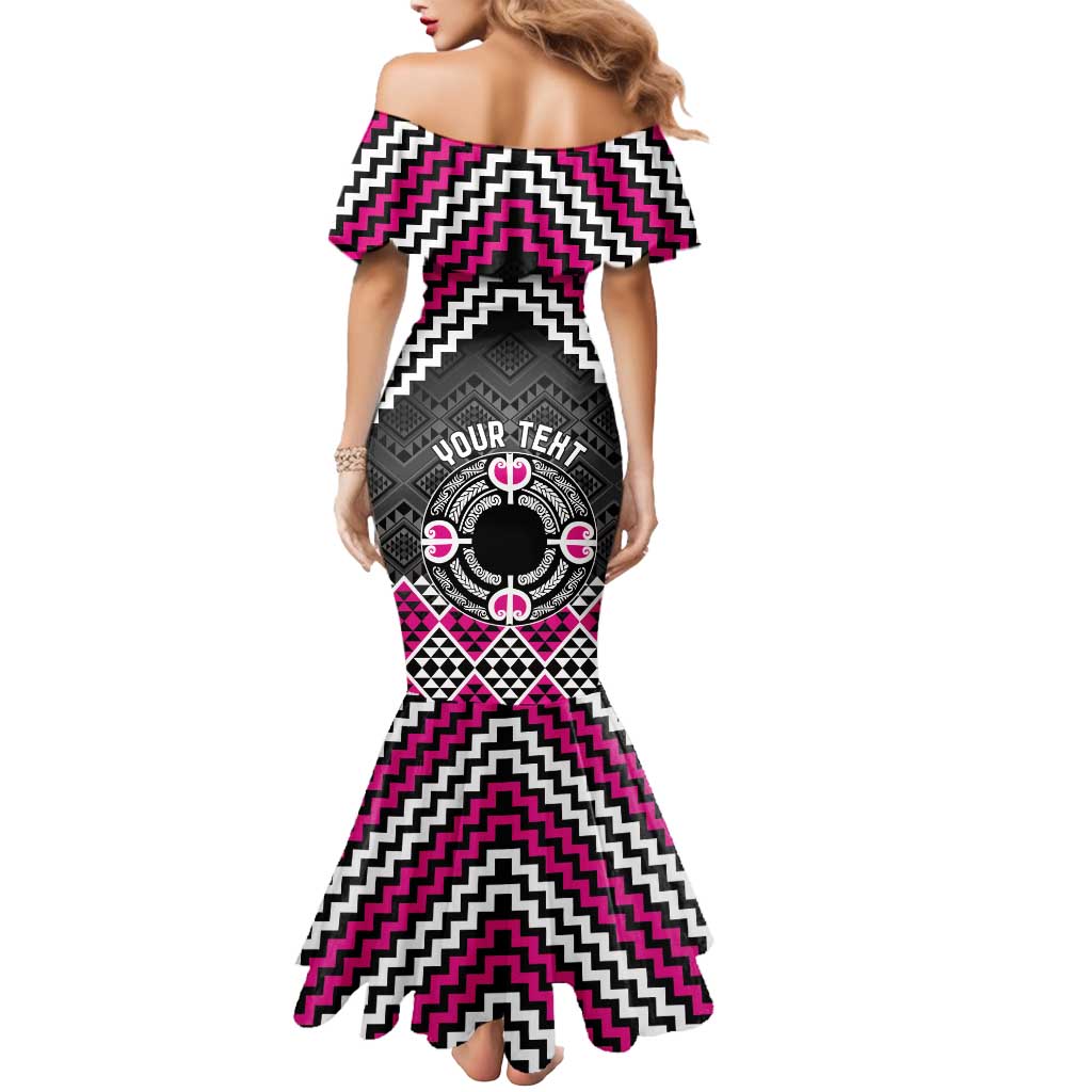 Personalised Aotearoa Niho Taniwha Motif Mermaid Dress Pink Style
