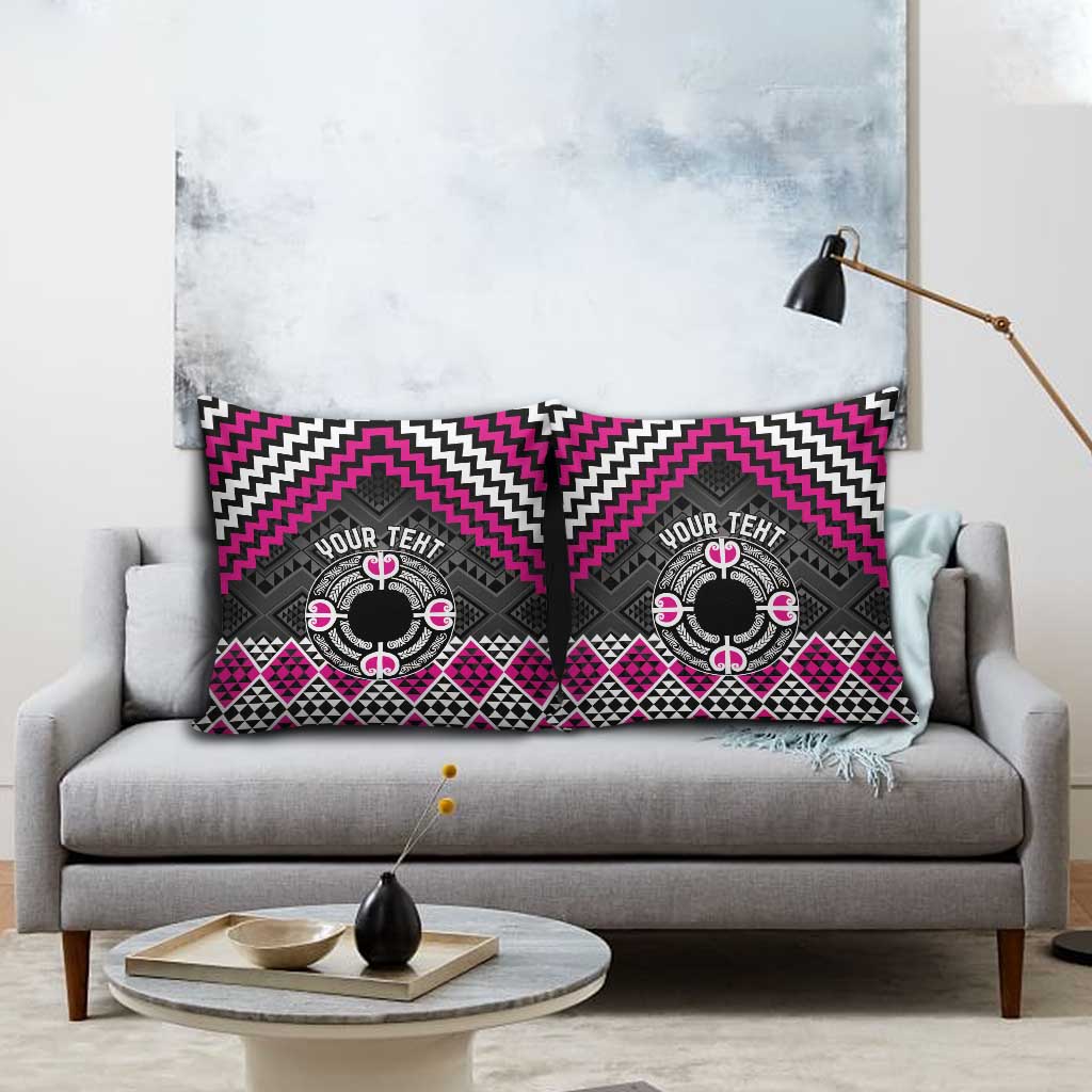 Personalised Aotearoa Niho Taniwha Motif Pillow Cover Pink Style LT9 - Polynesian Pride
