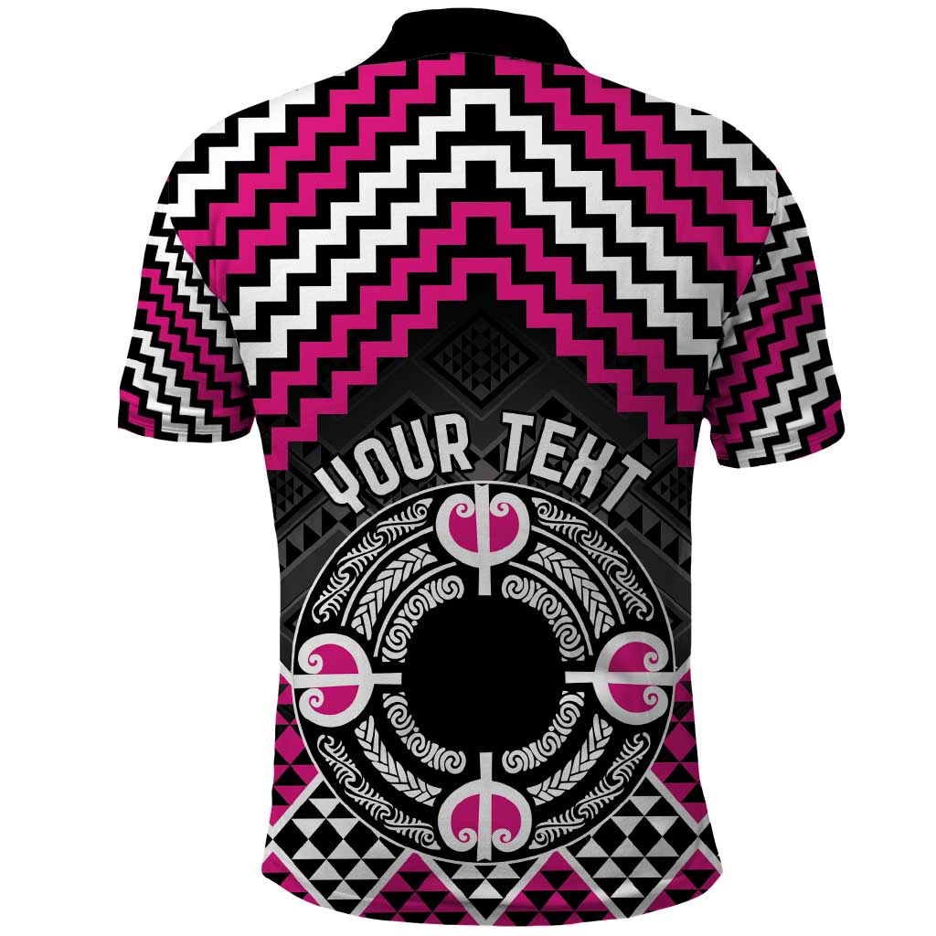 Personalised Aotearoa Niho Taniwha Motif Polo Shirt Pink Style