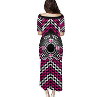 Personalised Aotearoa Niho Taniwha Motif Puletasi Pink Style