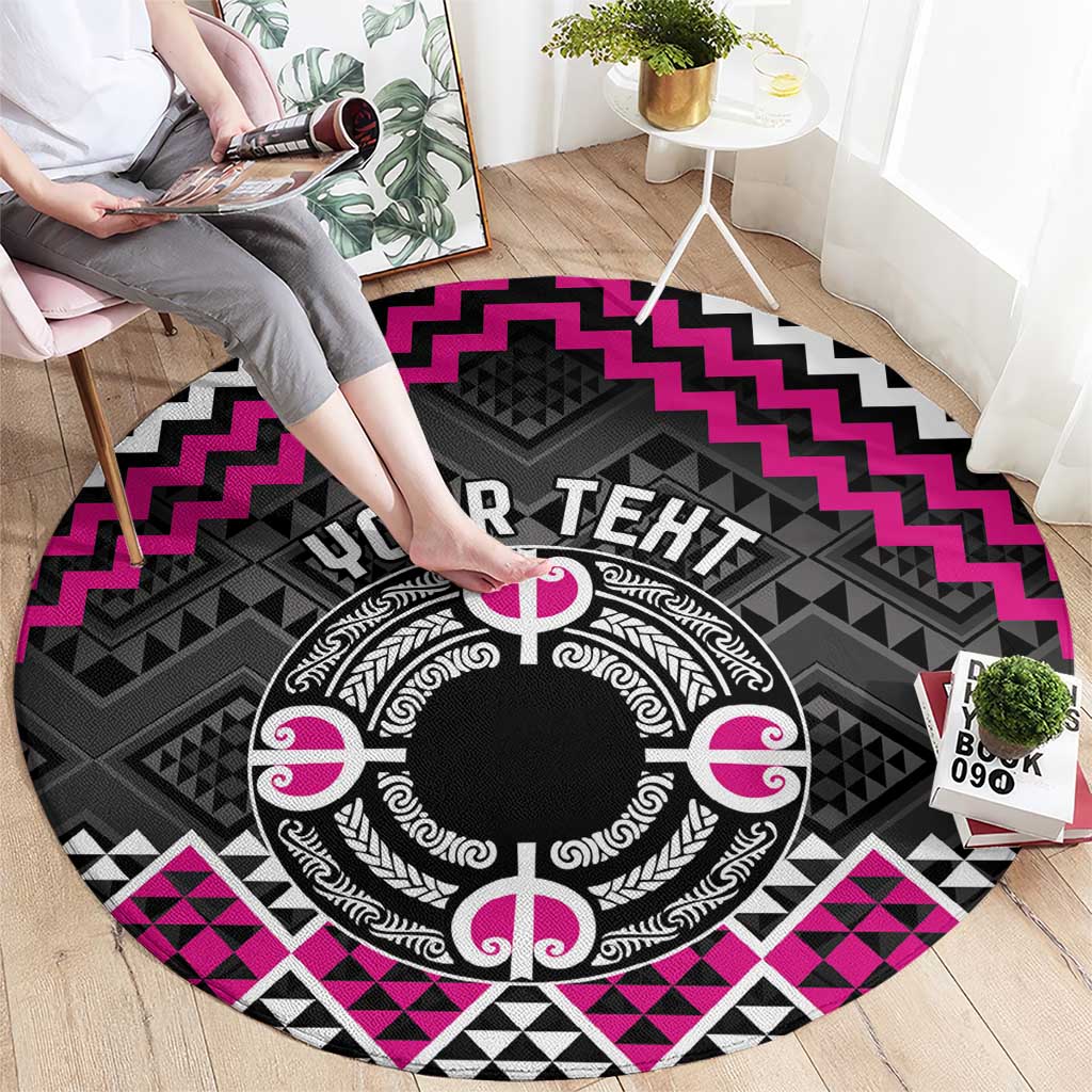 Personalised Aotearoa Niho Taniwha Motif Round Carpet Pink Style