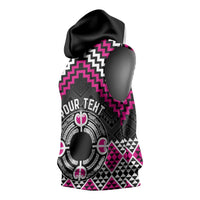 Personalised Aotearoa Niho Taniwha Motif Sleeveless Hoodie Pink Style - Polynesian Pride