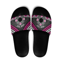 Personalised Aotearoa Niho Taniwha Motif Slide Sandals Pink Style LT9 Pink - Polynesian Pride
