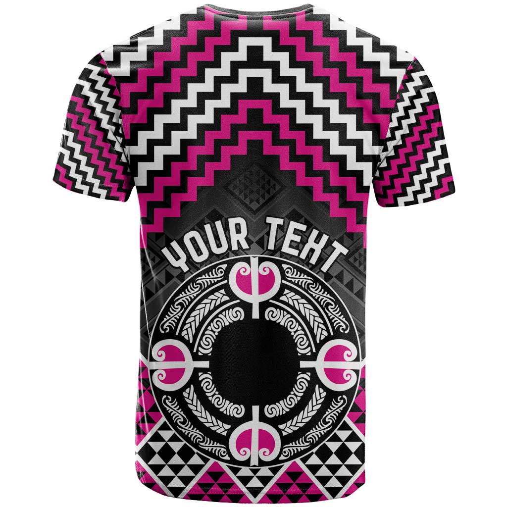 Personalised Aotearoa Niho Taniwha Motif T Shirt Pink Style LT9 - Polynesian Pride