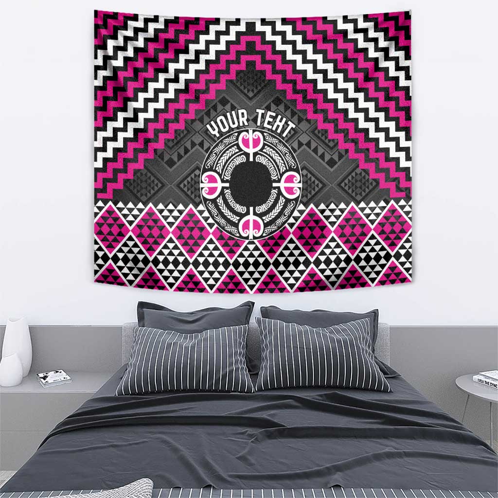 Personalised Aotearoa Niho Taniwha Motif Tapestry Pink Style