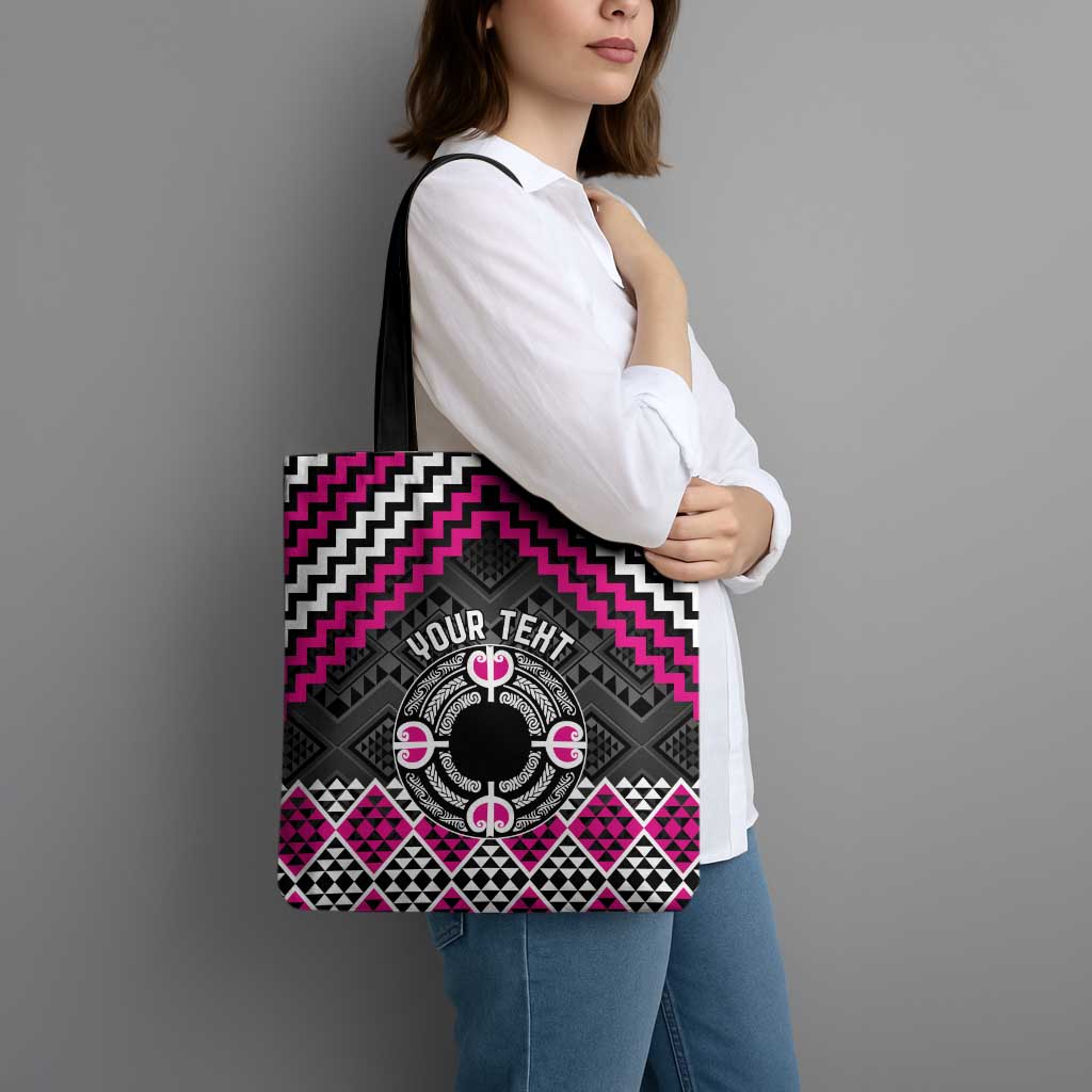 Personalised Aotearoa Niho Taniwha Motif Tote Bag Pink Style - Polynesian Pride