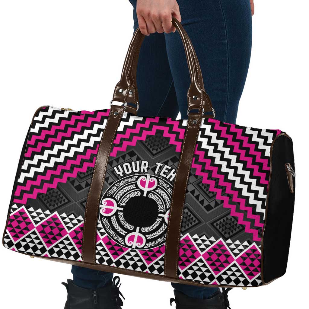 Personalised Aotearoa Niho Taniwha Motif Travel Bag Pink Style - Polynesian Pride