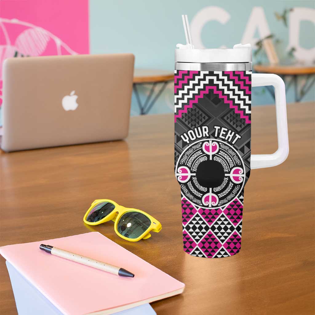 Personalised Aotearoa Niho Taniwha Motif Tumbler With Handle Pink Style LT9 - Polynesian Pride