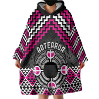Personalised Aotearoa Niho Taniwha Motif Wearable Blanket Hoodie Pink Style