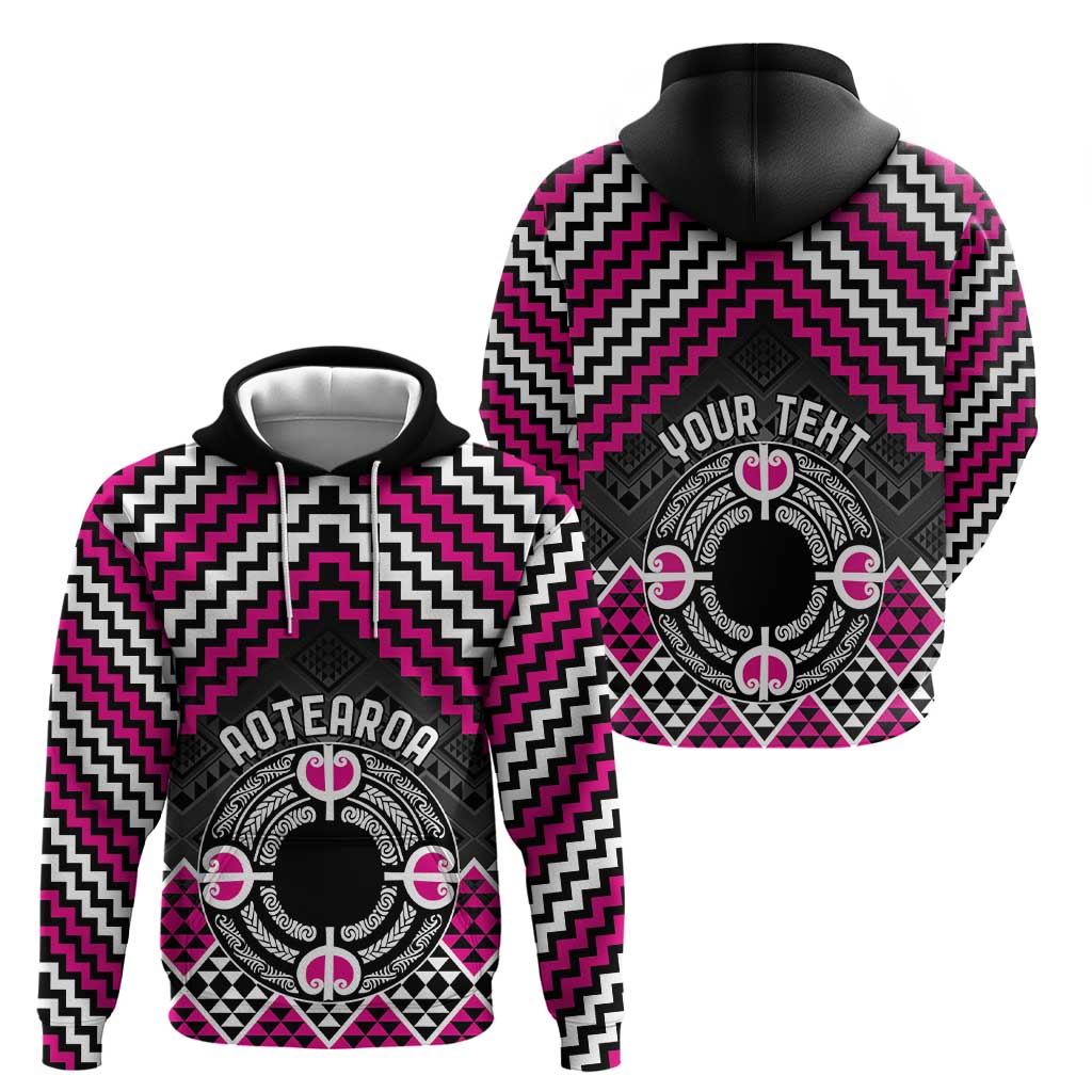 Personalised Aotearoa Niho Taniwha Motif Zip Hoodie Pink Style