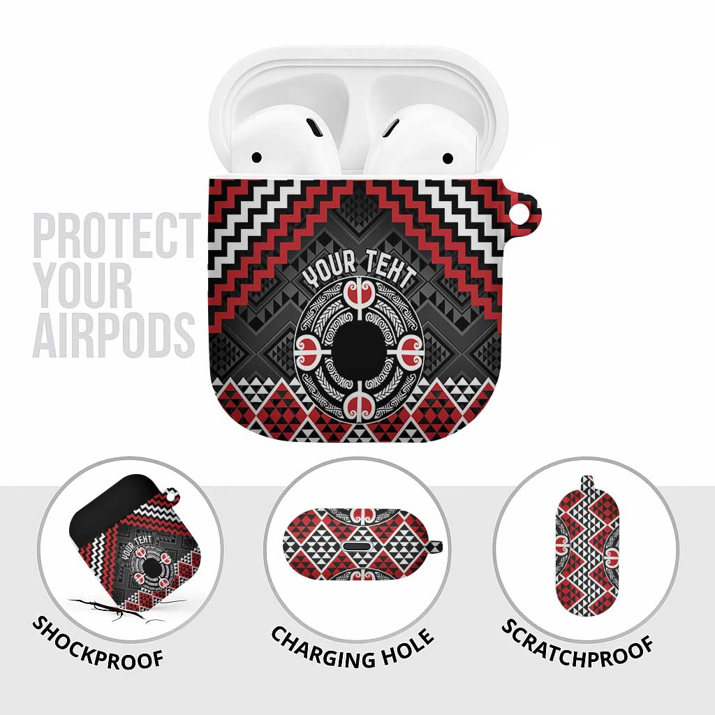 Personalised Aotearoa Niho Taniwha Motif AirPods Case Red Style - Polynesian Pride