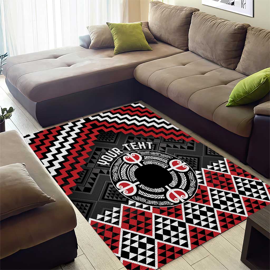 Personalised Aotearoa Niho Taniwha Motif Area Rug Red Style