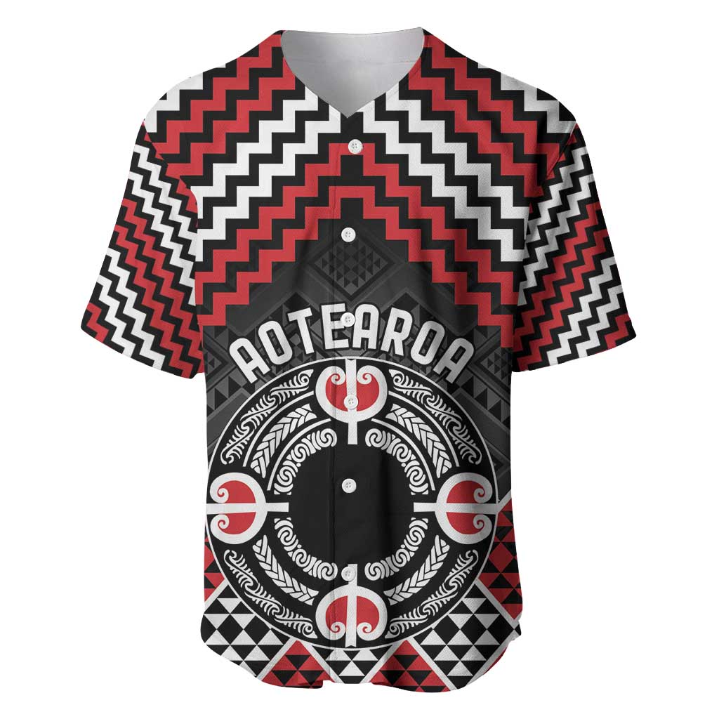 Personalised Aotearoa Niho Taniwha Motif Baseball Jersey Red Style LT9 Red - Polynesian Pride