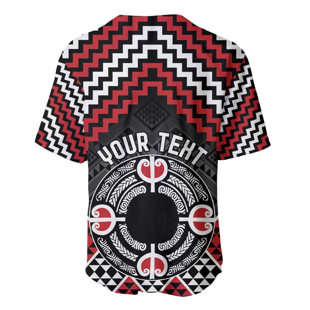 Personalised Aotearoa Niho Taniwha Motif Baseball Jersey Red Style LT9 - Polynesian Pride
