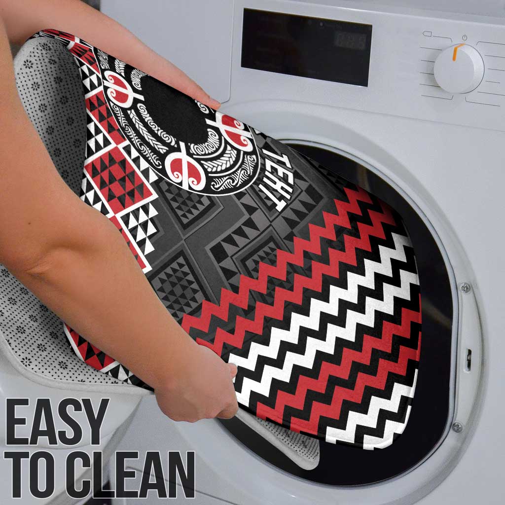 Personalised Aotearoa Niho Taniwha Motif Bathroom Set Red Style - Polynesian Pride