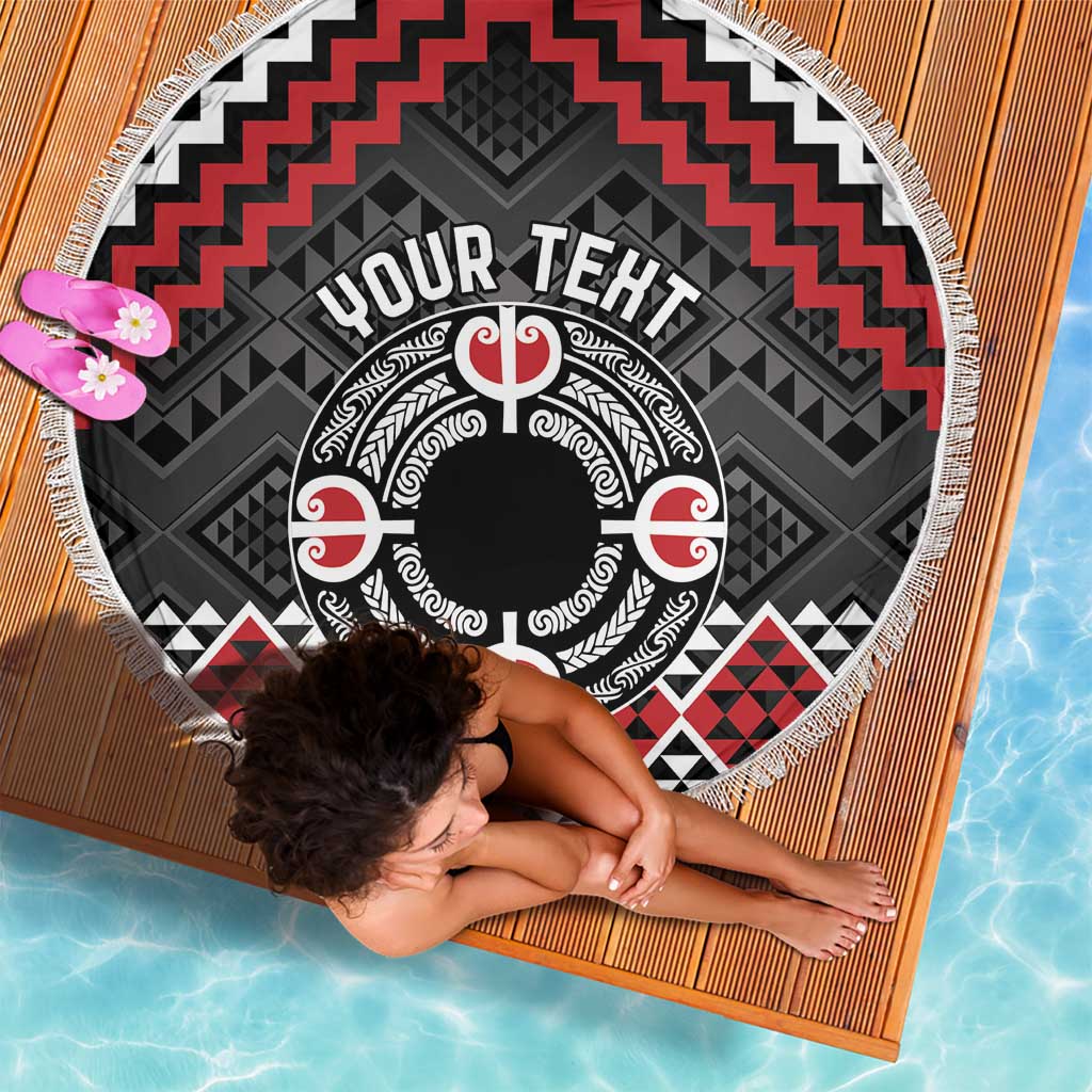 Personalised Aotearoa Niho Taniwha Motif Beach Blanket Red Style
