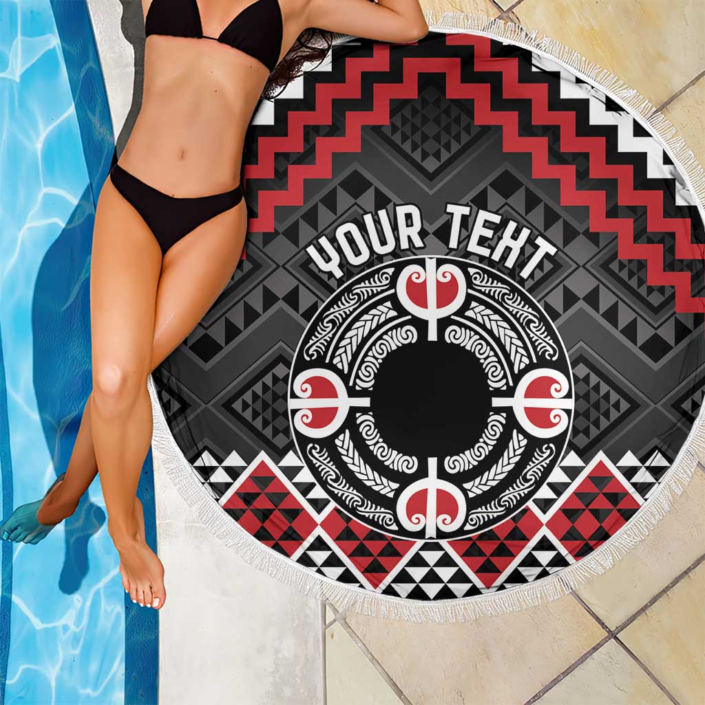Personalised Aotearoa Niho Taniwha Motif Beach Blanket Red Style