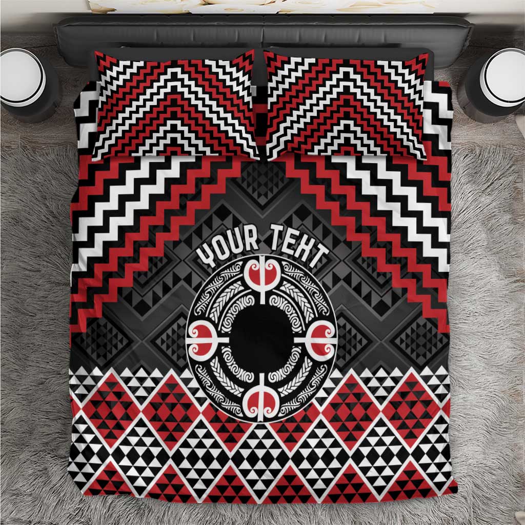 Personalised Aotearoa Niho Taniwha Motif Bedding Set Red Style