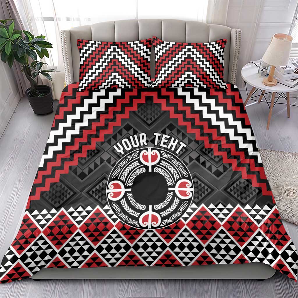 Personalised Aotearoa Niho Taniwha Motif Bedding Set Red Style
