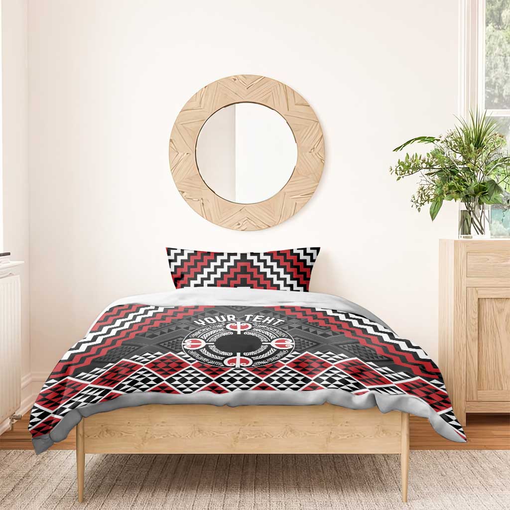 Personalised Aotearoa Niho Taniwha Motif Bedding Set Red Style